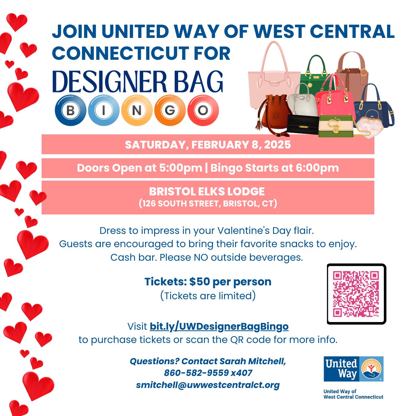 2025 Designer Bag Bingo event flyer