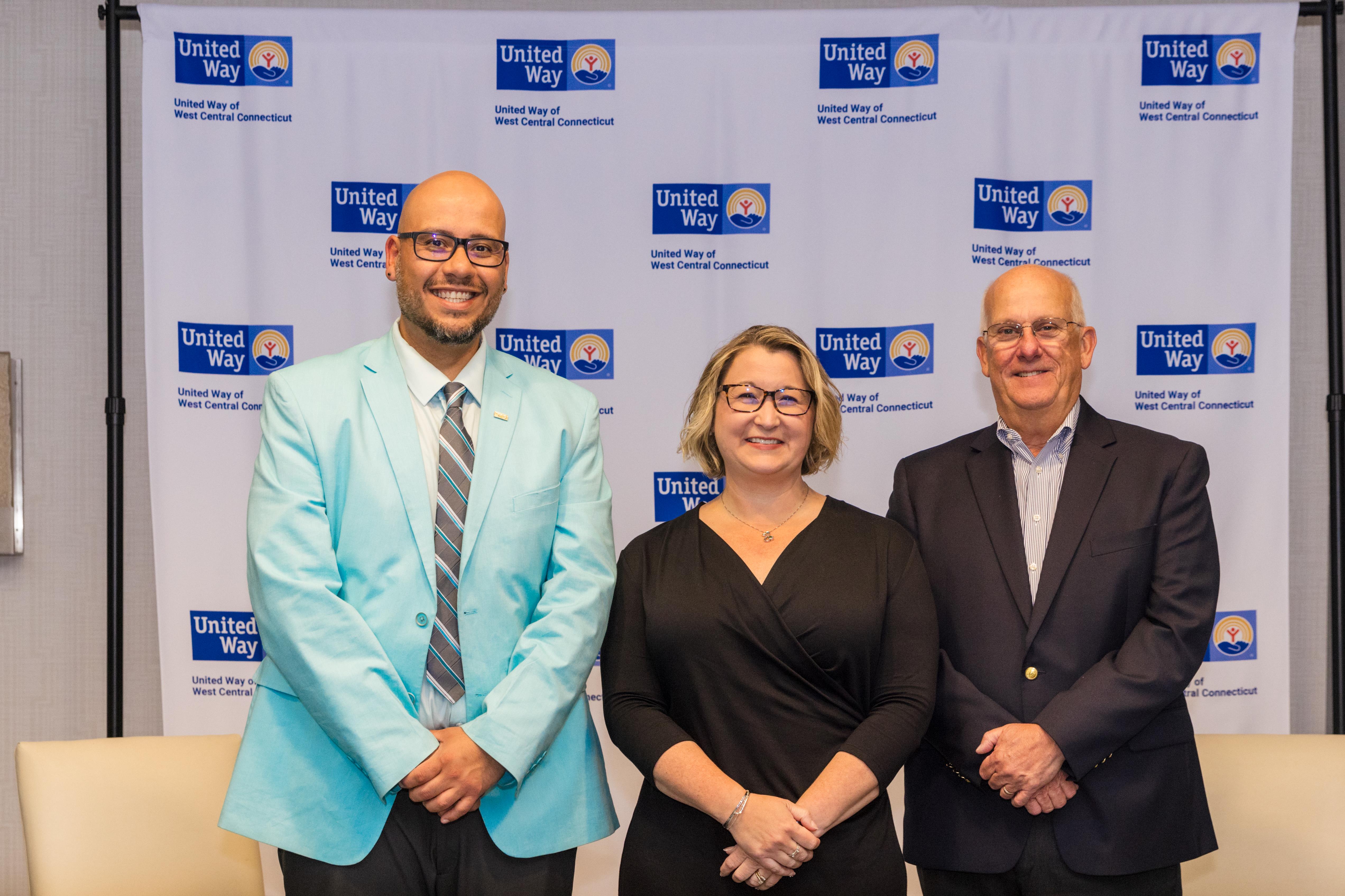 Manny Martinez, United Way of West Central Connecticut President & CPO, Katie D'Agostino, 2023 Campaign Chair and Mike Rivers, 2023 Leadership Chair
